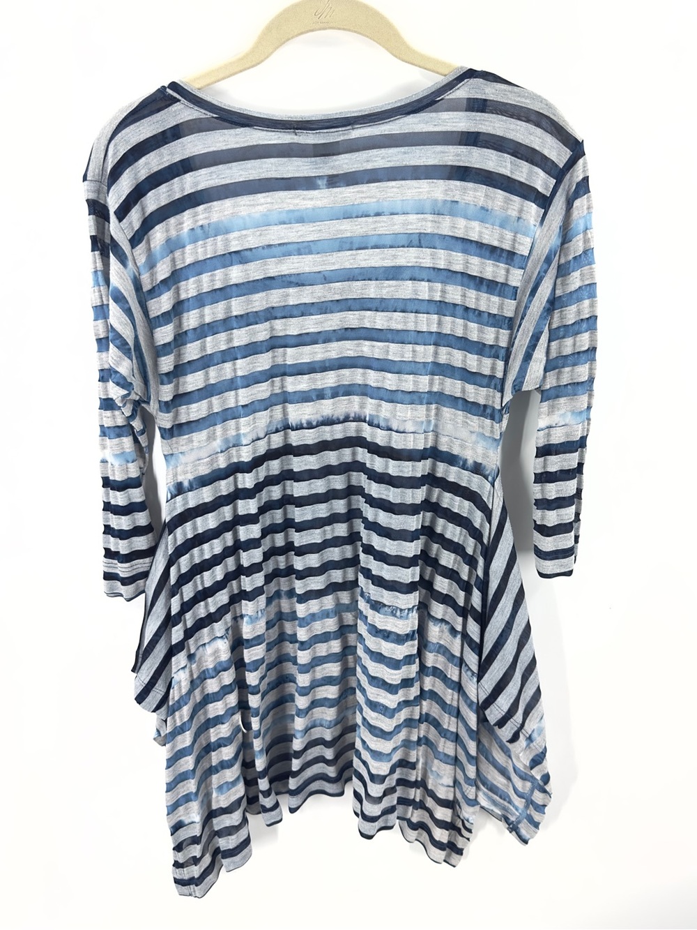 Sundance Mystic Tunic Top Size Medium Burnout Boho Beach Blue Striped Nautical - Picture 3 of 7